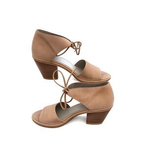 Eileen Fisher Tan Suede Block Heel Sandals Size 8.5 Lace  Open-Toe Comfort